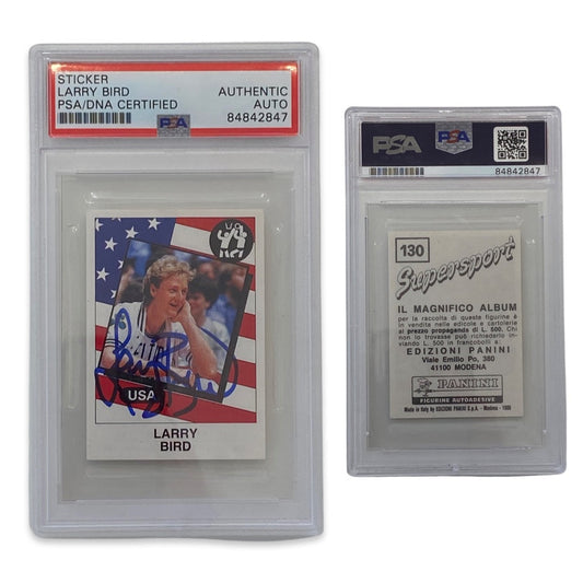 1986 Larry Bird Panini #130 Sticker Autographed PSA Auto Authentic Boston Celtics