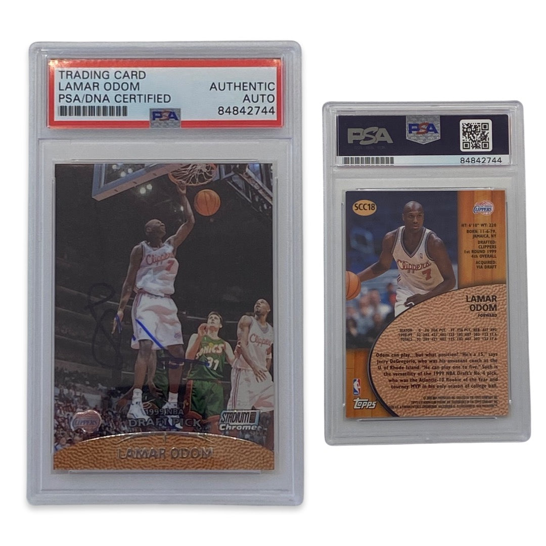 1999-00 Lamar Odom Topps Stadium Club Chrome #SCC18 Autographed PSA Auto Authentic