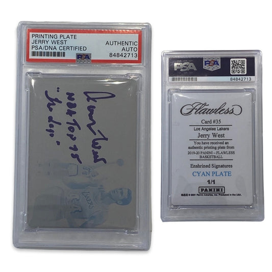 2021 Jerry West Autographed Panini Flawless 1/1 #35 NBA Top 75, The Logo Inscriptions PSA Auto Authentic
