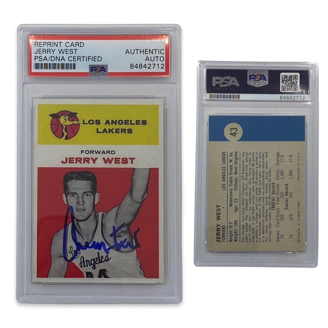 1961-62 Jerry West Autographed Fleer Rookie Card Reprint #43 PSA Auto Authentic