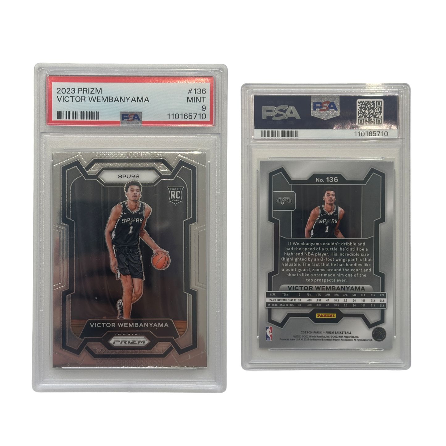 2023 Victor Wembanyama Panini Prizm Rookie Card #136 PSA 9 MINT