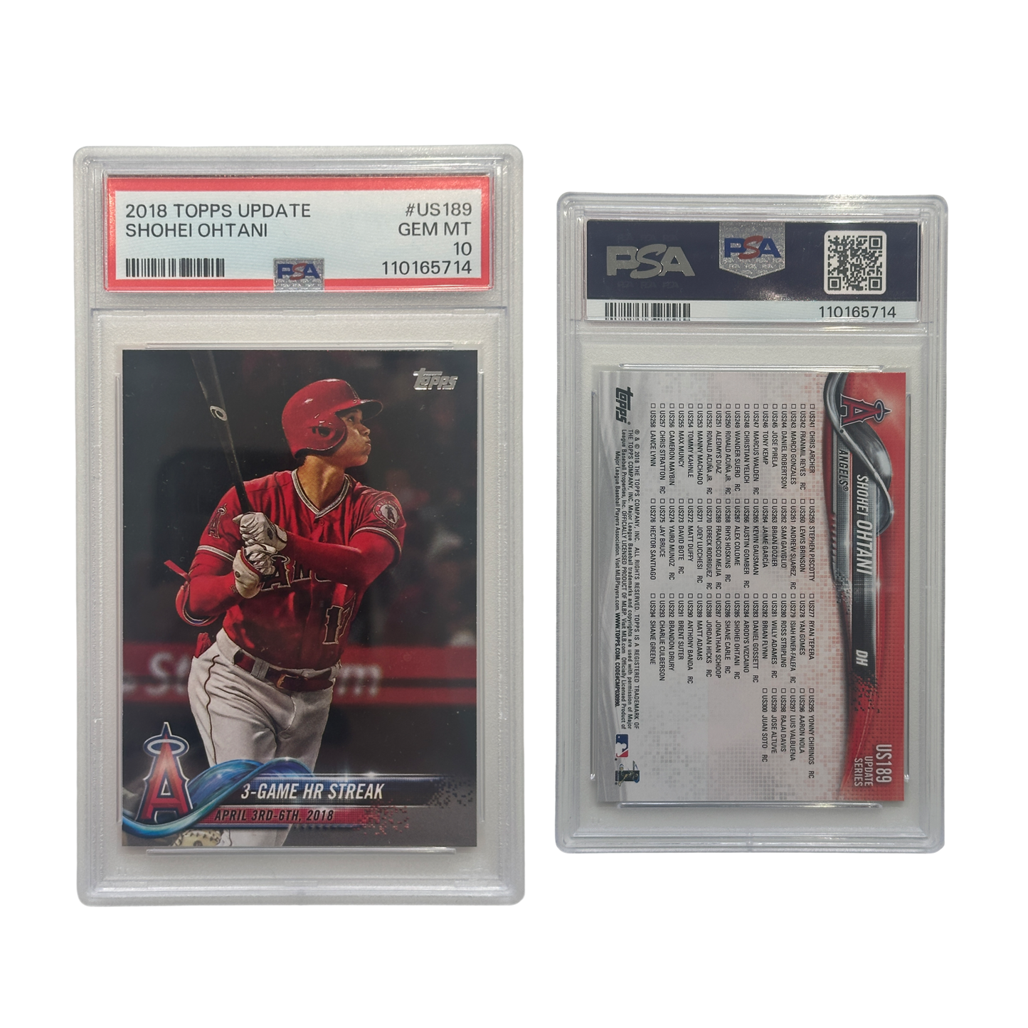 2018 Shohei Ohtani Topps Update 3 Game HR Streak #US189 PSA 10 GEM MINT