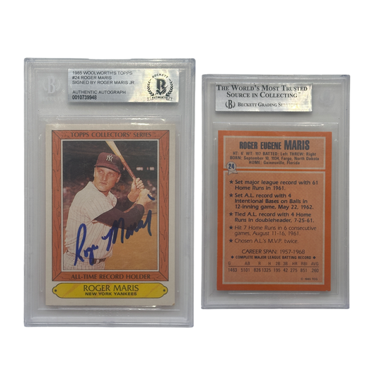 1985 Roger Maris Topps Collector Series #24 Autographed By Roger Maris Jr Beckett Auto Authentic