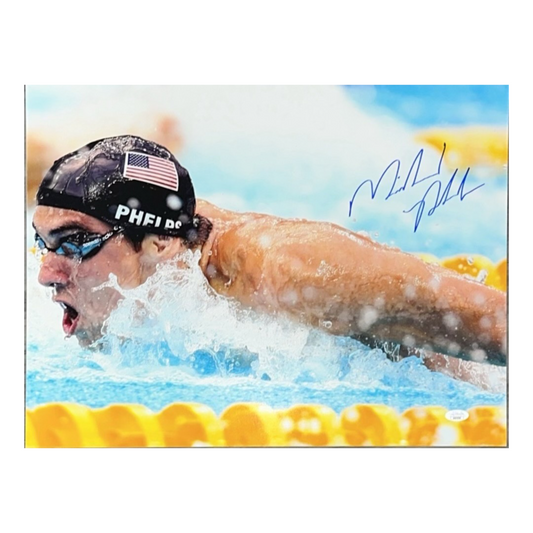 Michael Phelps Autographed US Swimming Side Shot 16x20 JSA