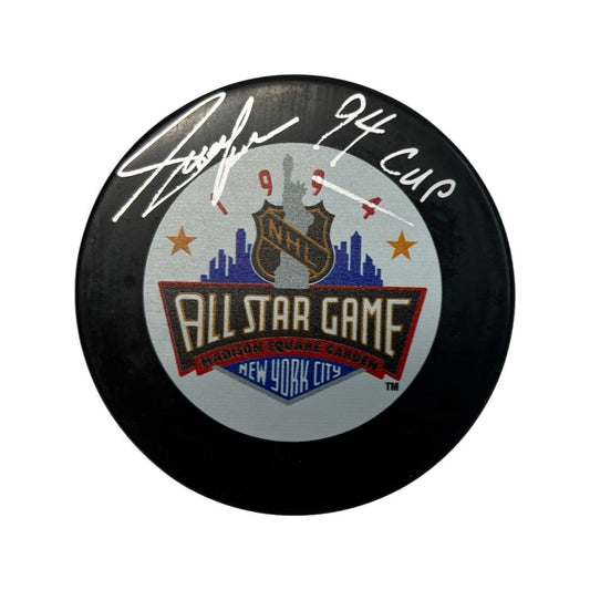 Adam Graves Autographed New York Rangers 1994 All Star Game Logo Puck 94 Cup Inscription Steiner CX