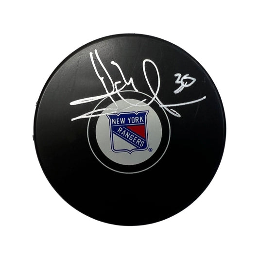 Henrik Lunqvist Autographed New York Rangers Logo Puck Fanatics