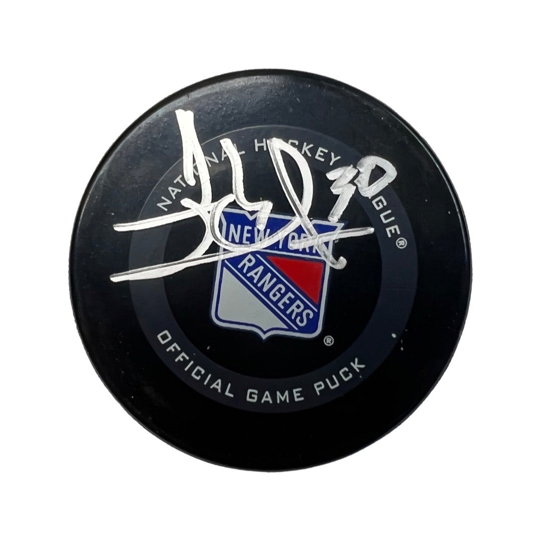 Henrik Lundqvist Autographed New York Rangers Official Game Puck Fanatics