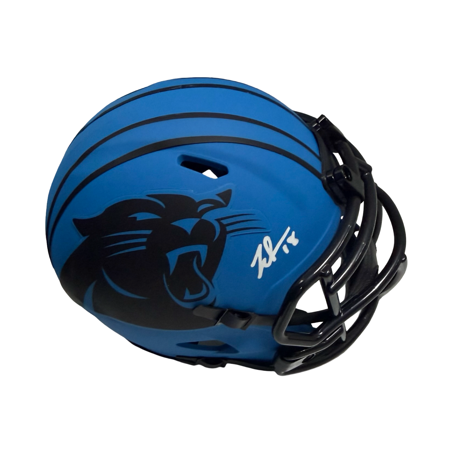 Jalen Coker Autographed Carolina Panthers Rave Mini Helmet Beckett