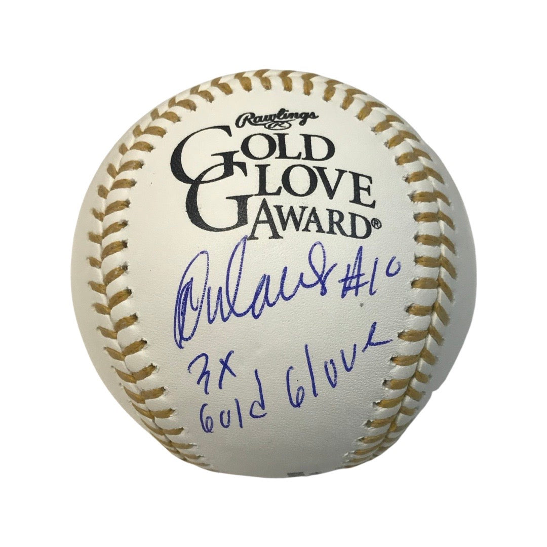 Rey Ordonez Autographed New York Mets Gold Glove Logo Baseball 3x Gold Glove Inscription Steiner CX