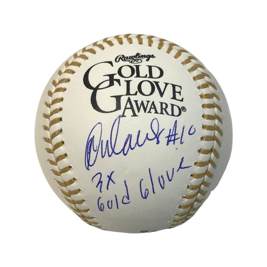 Rey Ordonez Autographed New York Mets Gold Glove Logo Baseball 3x Gold Glove Inscription Steiner CX