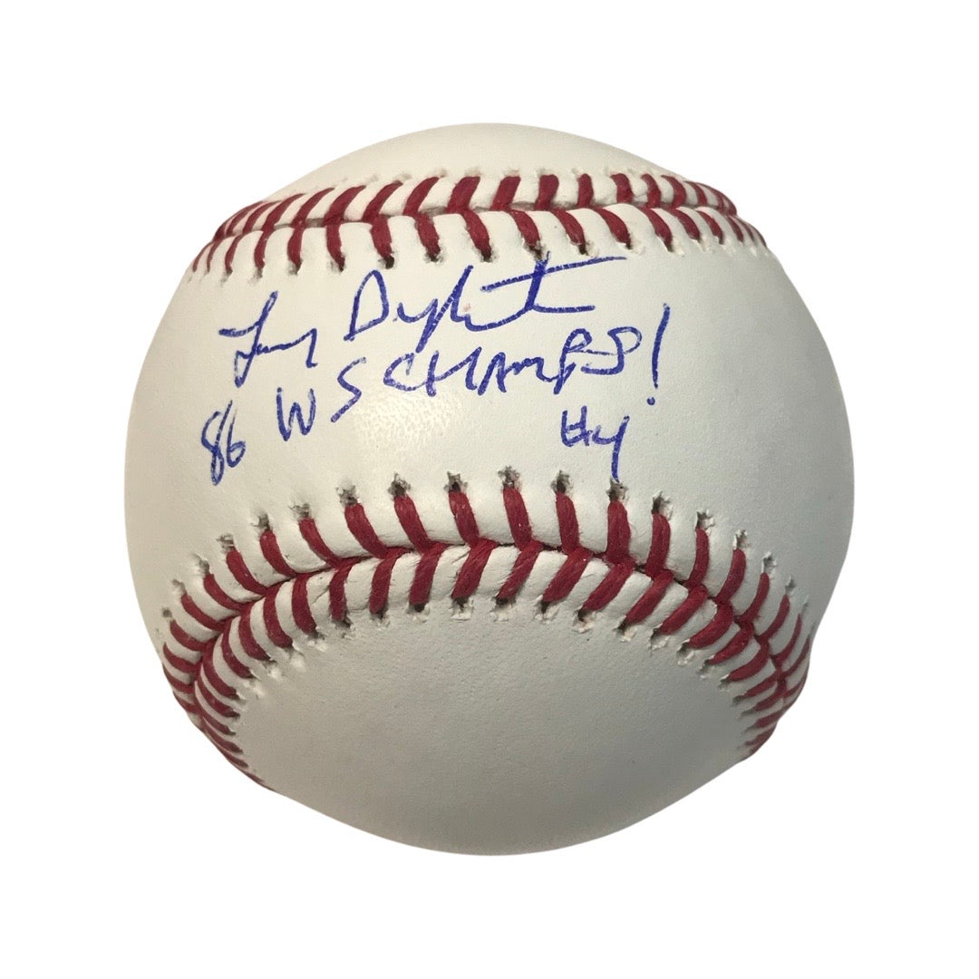 Lenny Dykstra Autographed New York Mets OMLB 86 WS Champs! Inscription Steiner CX