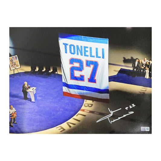 John Tonelli Autographed New York Islanders Retirement Night Overhead 11x14 Steiner CX