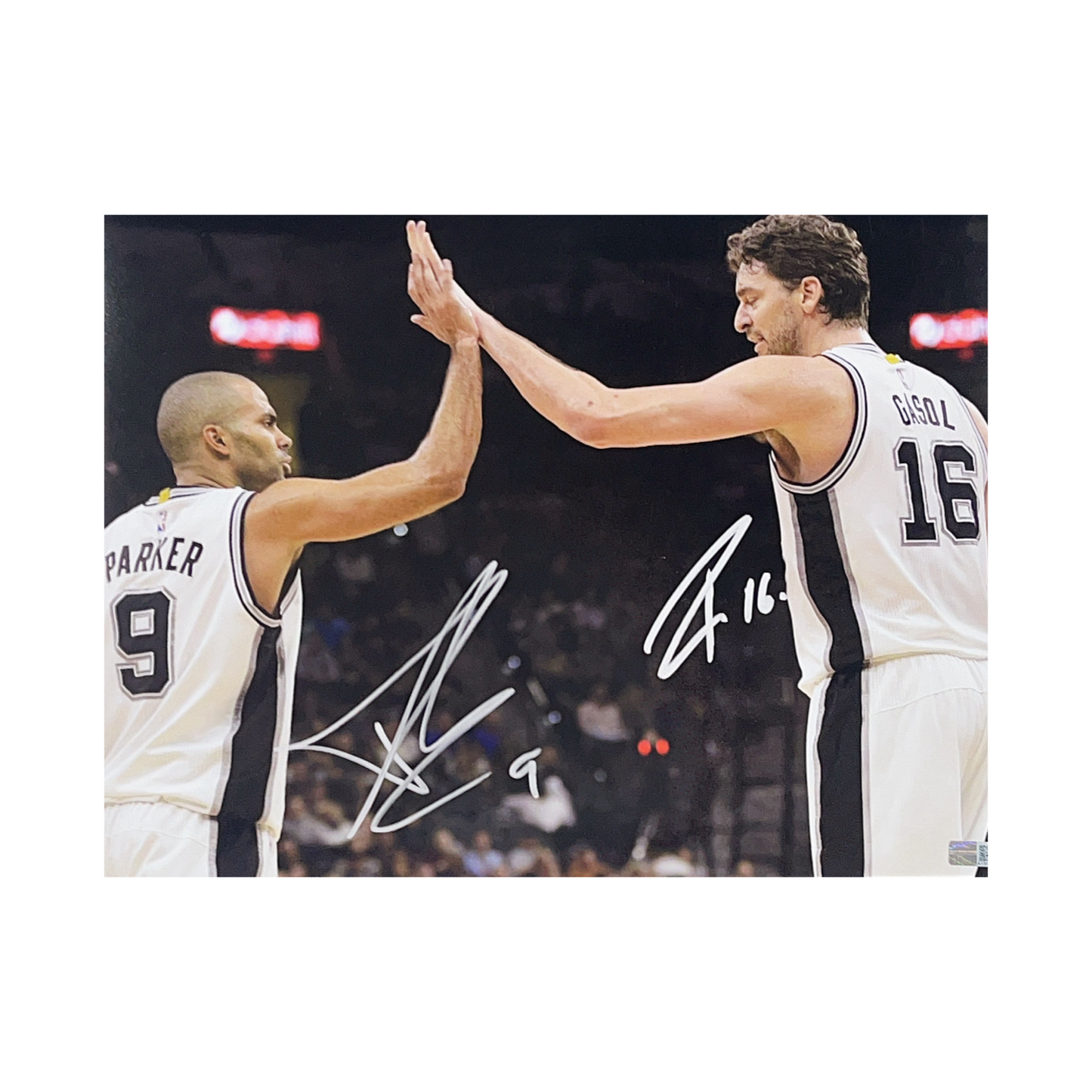 Tony Parker & Pau Gasol Autographed San Antonio Spurs 11x14 Steiner CX