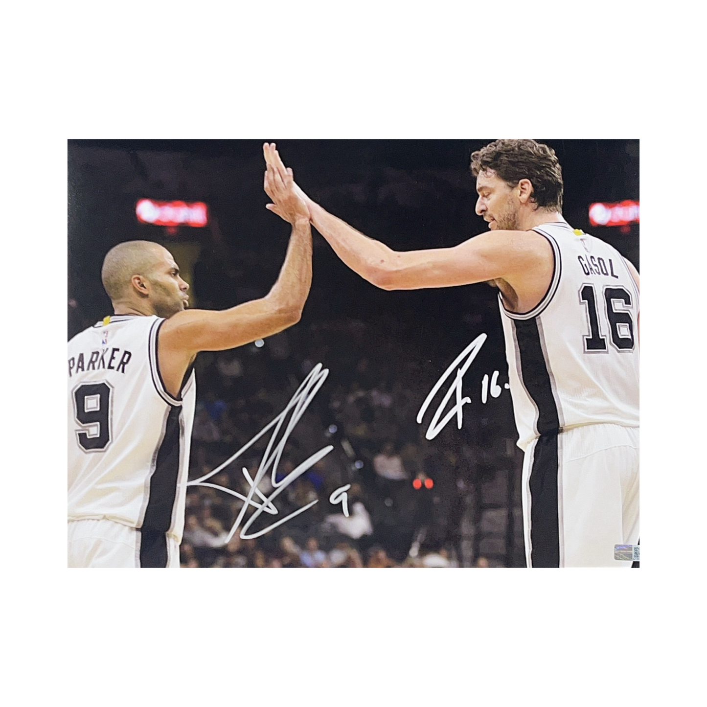 Tony Parker & Pau Gasol Autographed San Antonio Spurs 11x14 Steiner CX - Unframed