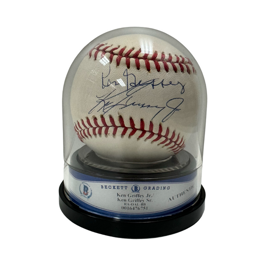 Ken Griffey Jr & Ken Griffey Sr Autographed Seattle Mariners Official American League Baseball Beckett Encapsulated