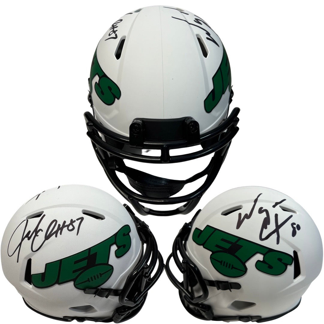 Wayne Chrebet & Laveranues Coles Autographed New York Jets Lunar Eclipse Mini Helmet Steiner CX
