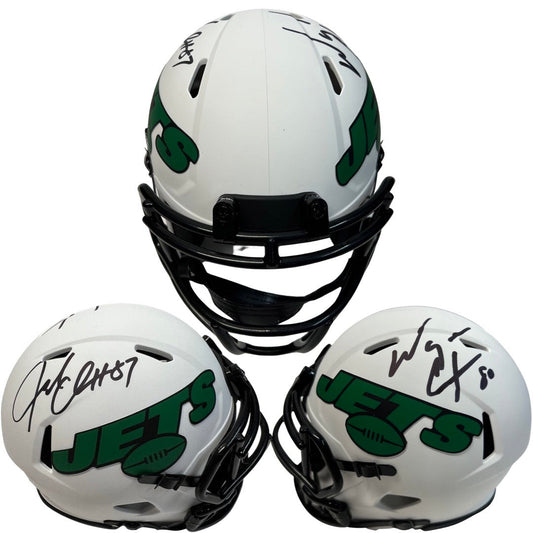 Wayne Chrebet & Laveranues Coles Autographed New York Jets Lunar Eclipse Mini Helmet Steiner CX