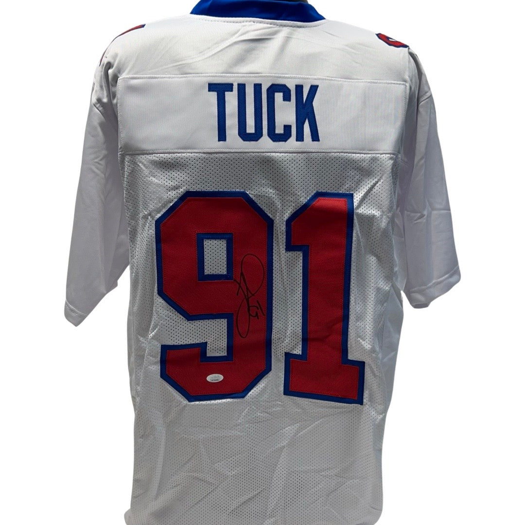Justin Tuck Autographed New York Giants White/Red Jersey JSA