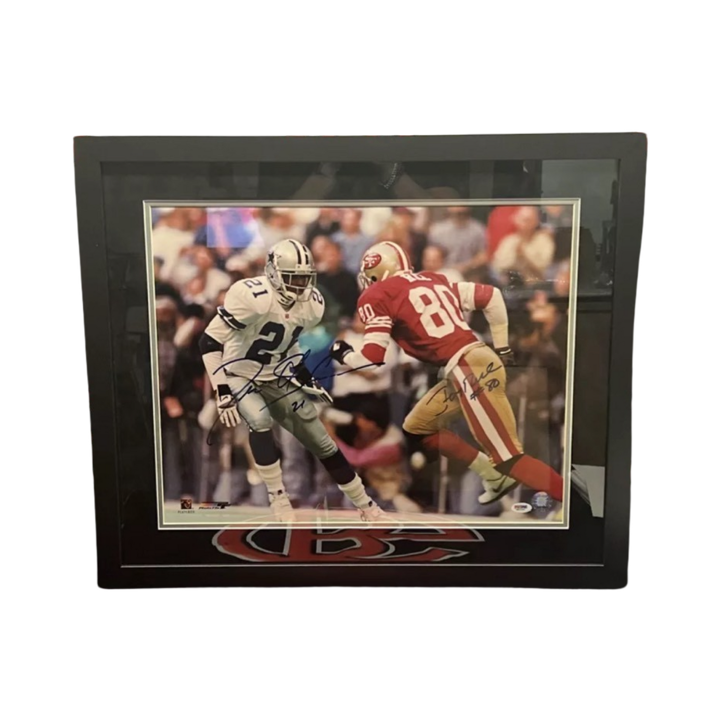 Deion Sanders & Jerry Rice Autographed San Francisco 49’ers Dallas Cowboys Framed 16x20 PSA