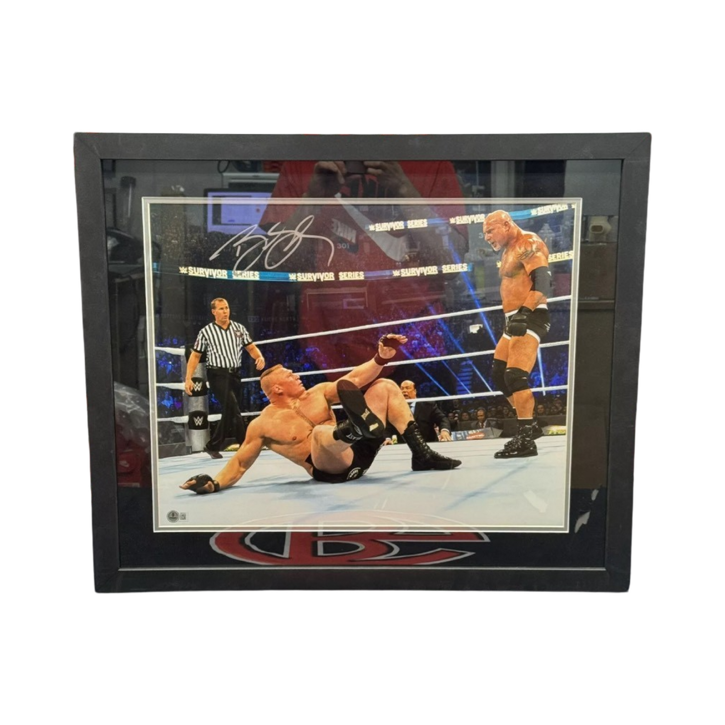 Bill Goldberg Autographed WWE Vs. Brock Lesnar 16x20 Beckett - Framed