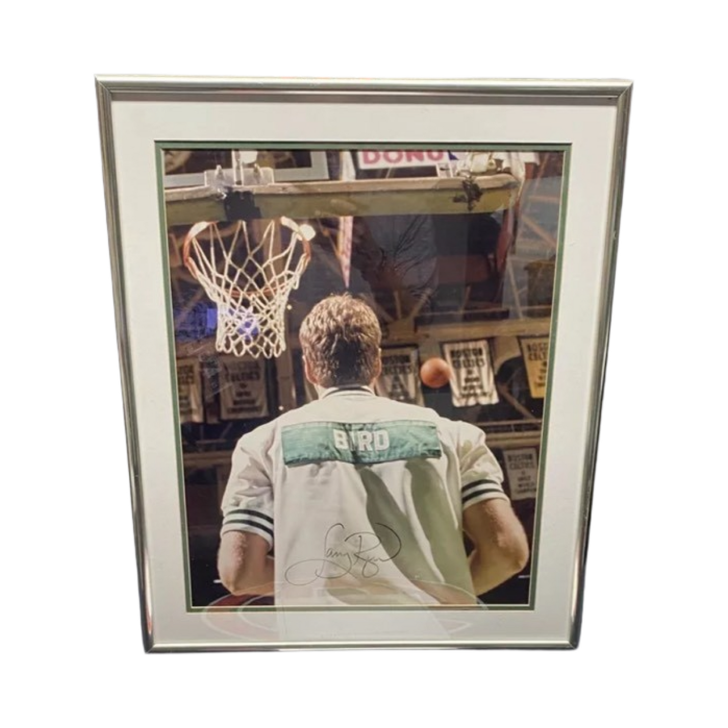 Larry Bird Autographed Boston Celtics 3 Point Contest White Jacket Framed 16x20 Collectible Exchange