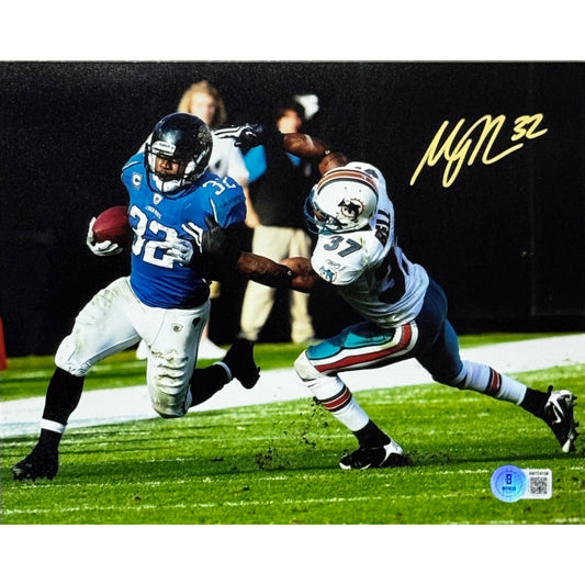 Maurice Jones-Drew Carolina Panthers Blue Jersey Running 8x10 Beckett BAS