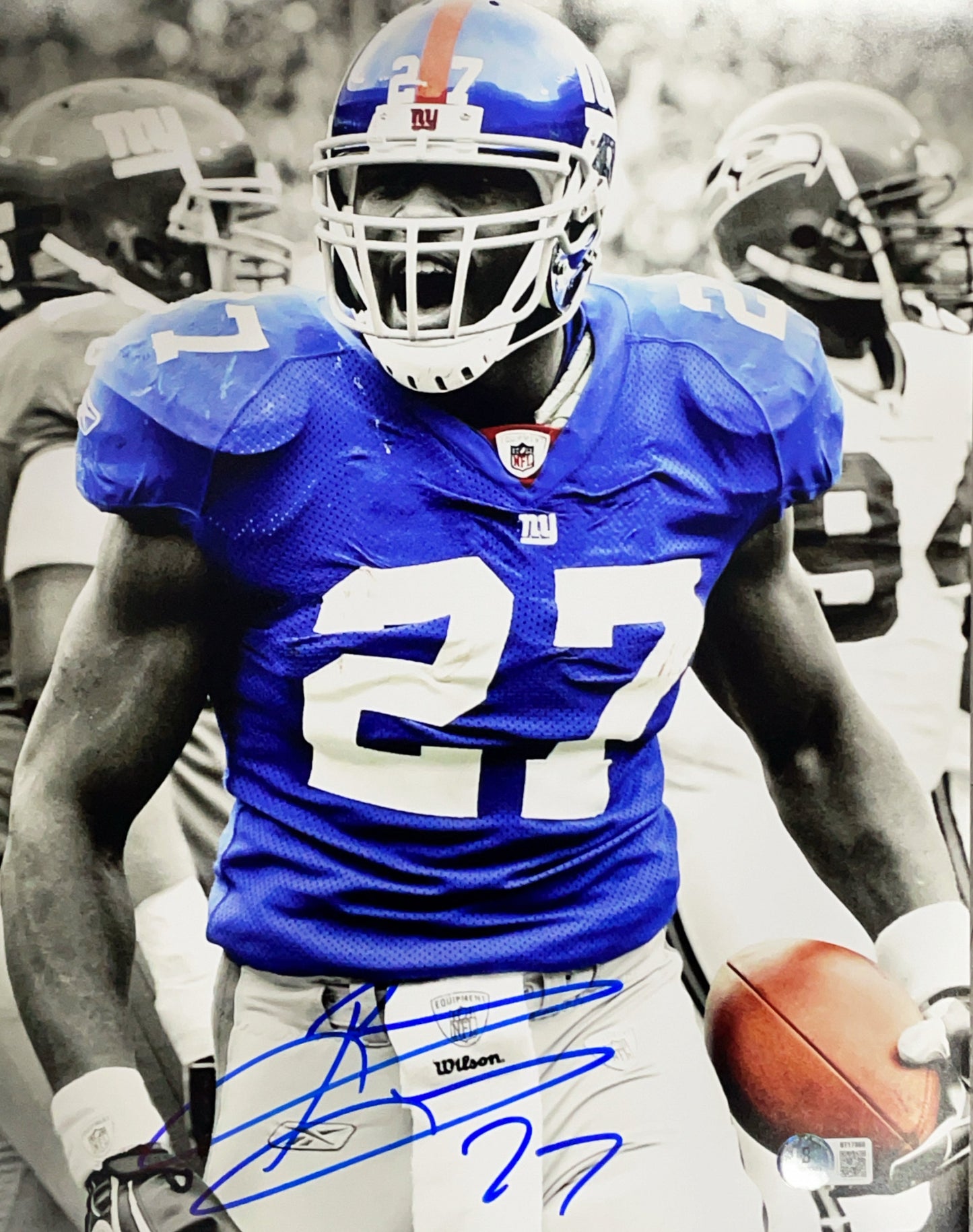 Brandon Jacobs Autographed New York Giants Spotlight 11x14 Photo Beckett BAS
