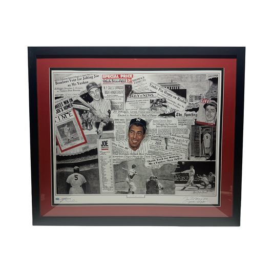 Joe DiMaggio Autographed New York Yankees Newspaper Collage Inscribed 405/444 33x40 Yankee Clipper Enterprises