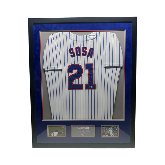 Sammy Sosa Autographed Chicago Cubs Pinstripe Jersey Beckett - Framed