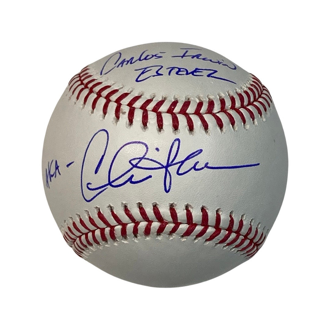 Charlie Sheen Autographed OMLB Carlos Irwin Esteves AKA Inscription Steiner CX