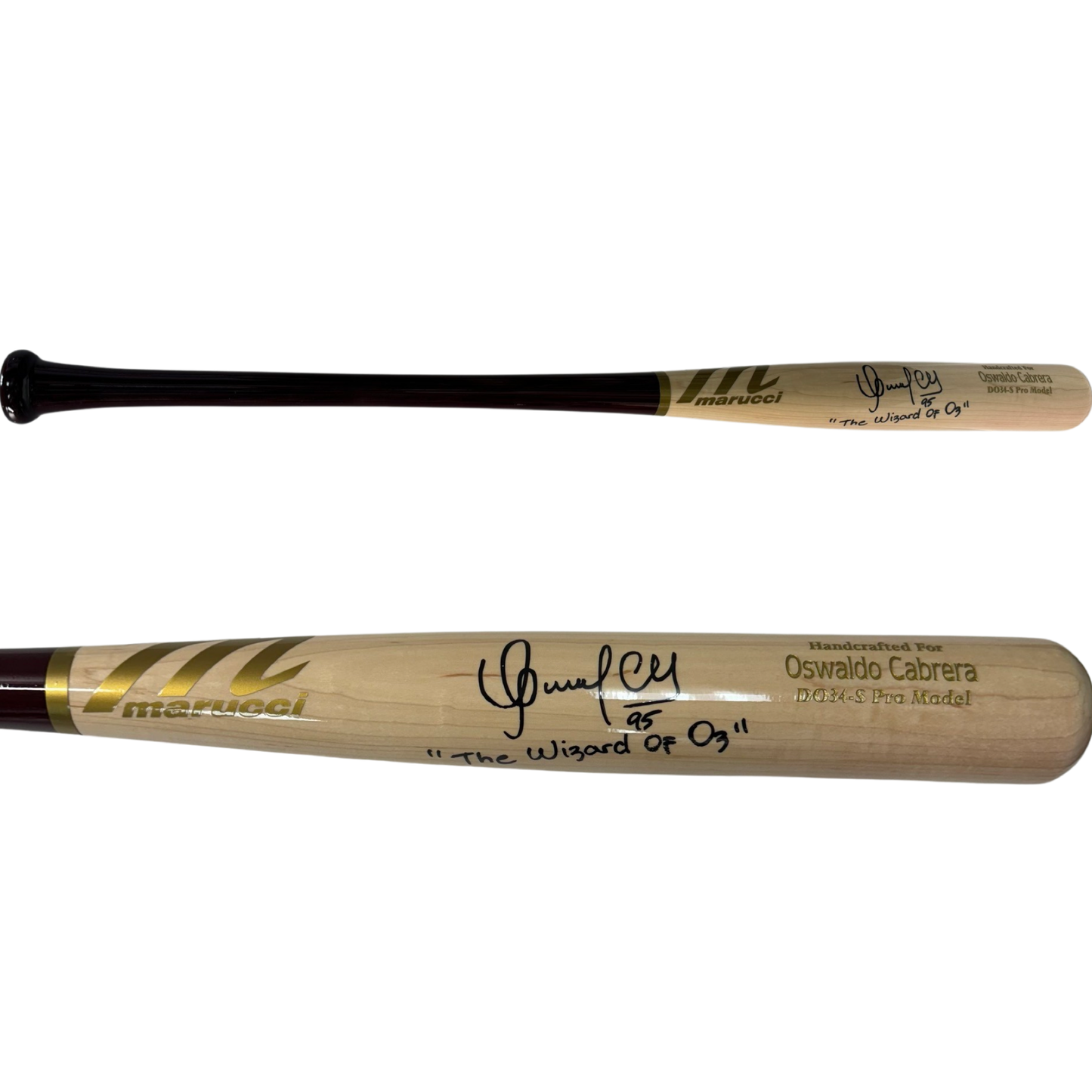 Oswaldo Cabrera Autographed New York Yankees Game Model Marucci DO34 Bat “The Wizard of Oz” Inscription Steiner CX