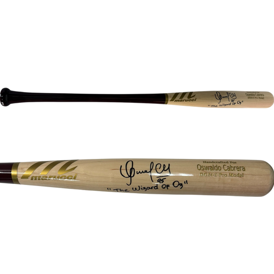Oswaldo Cabrera Autographed New York Yankees Game Model Marucci DO34 Bat The Wizard of Oz Inscription Steiner CX