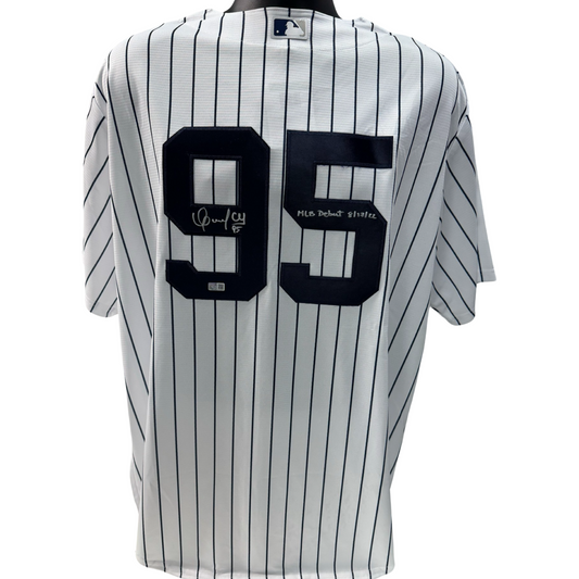 Oswaldo Cabrera Autographed New York Yankees Nike Pinstripe Jersey MLB Debut 8/17/22 Inscription Steiner CX