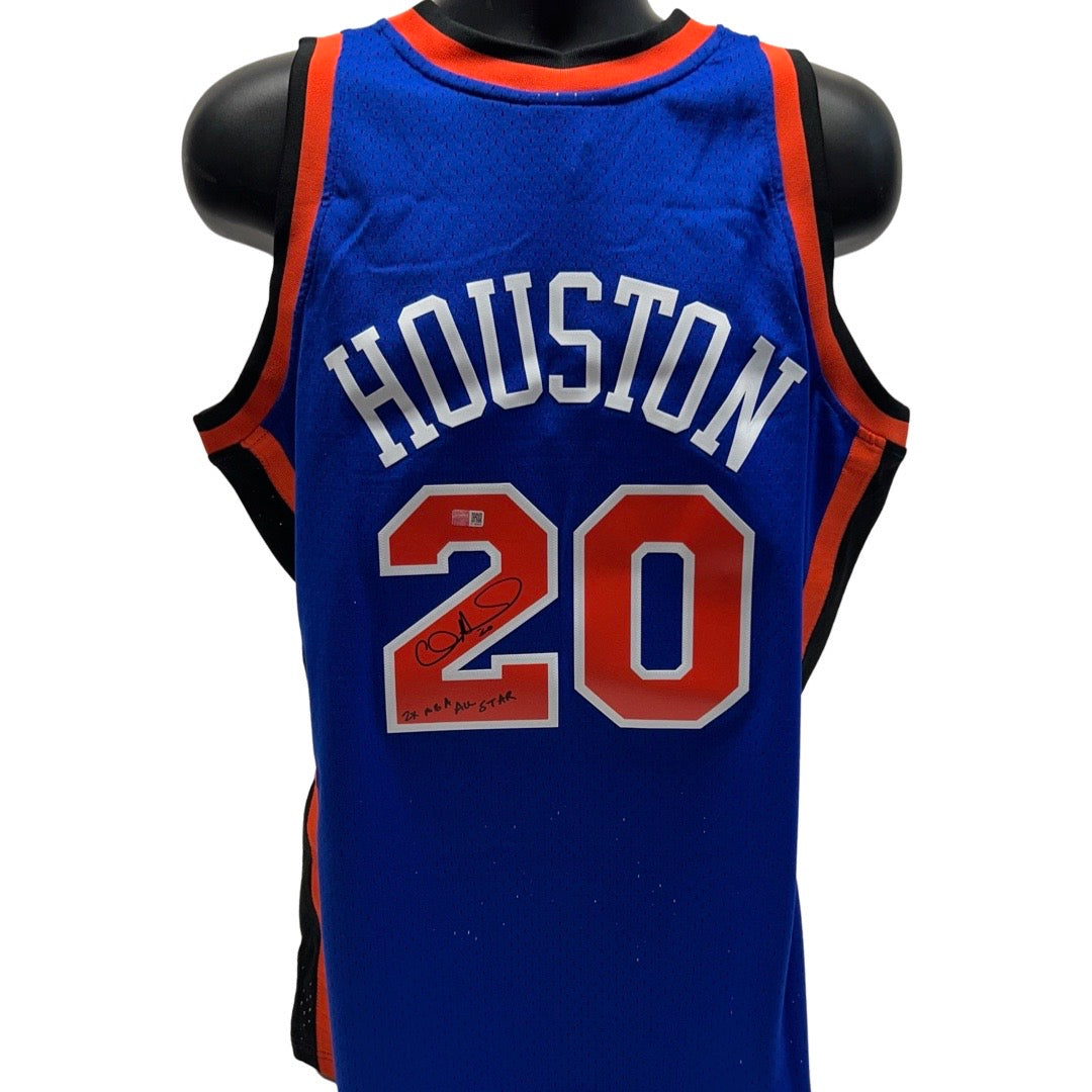 Allan Houston Autographed New York Knicks Blue 1998-99 Mitchell & Ness Swingman Jersey 2x NBA All Star Inscription Steiner CX