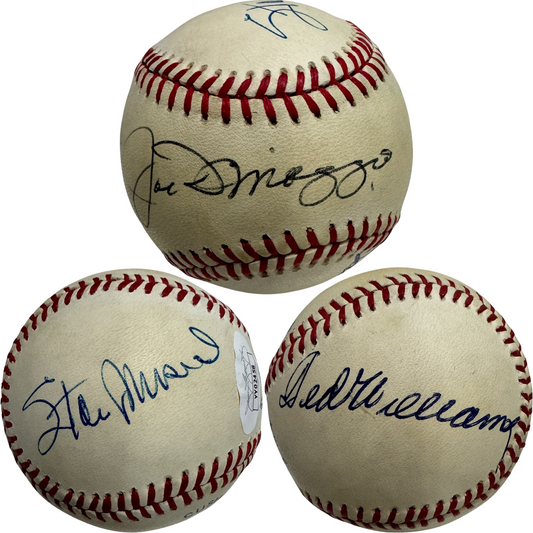Joe DiMaggio, Ted Williams & Stan Musial Autographed American League Baseball JSA