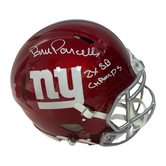 Bill Parcells Autographed New York Giants Flash Authentic Helmet “2x SB Champs” Inscription Steiner CX