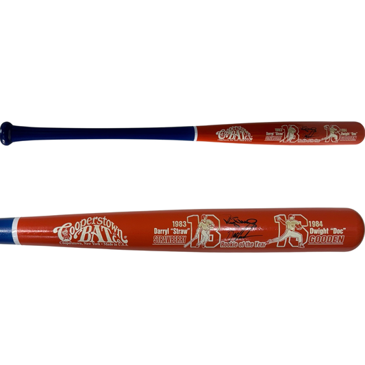 Darryl Strawberry & Doc Gooden Autographed New York Mets Rookie of the Year Orange Barrel Cooperstown Bat JSA