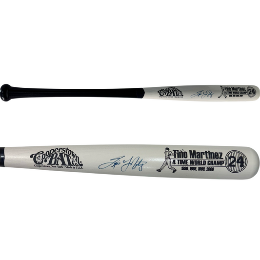 Tino Martinez Autographed New York Yankees White Barrel Cooperstown Bat JSA