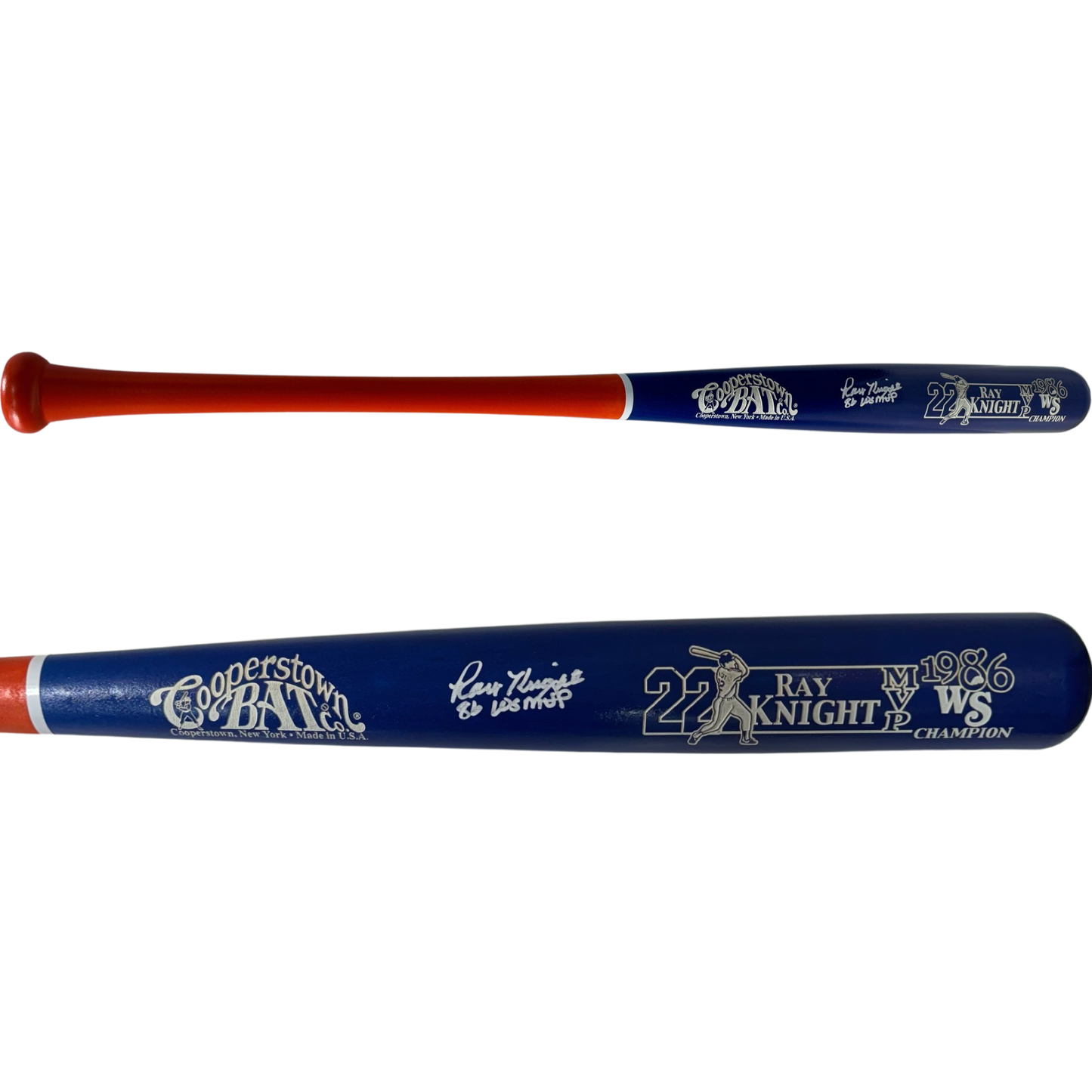 Ray Knight Autographed New York Mets Blue Barrel Cooperstown Bat "86 W.S. MVP" Inscription Steiner CX