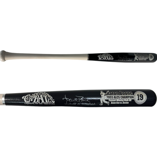 Aaron Boone Autographed New York Yankees Blue Barrel Cooperstown Bat “Walkoff vs Wakefield” Inscription Steiner CX