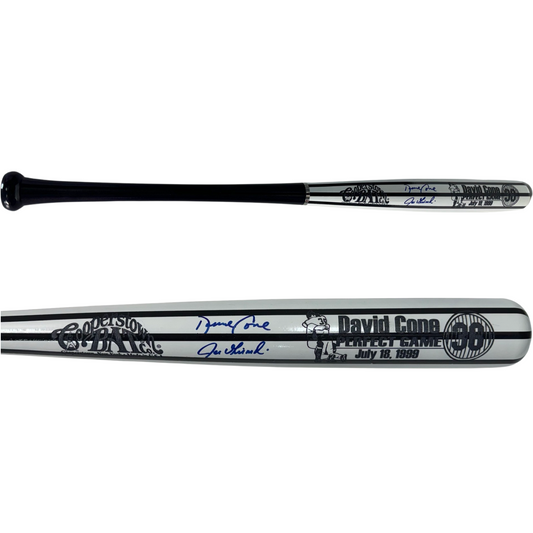 David Cone & Joe Girardi Autographed New York Yankees Pinstripe Cooperstown Bat Steiner CX