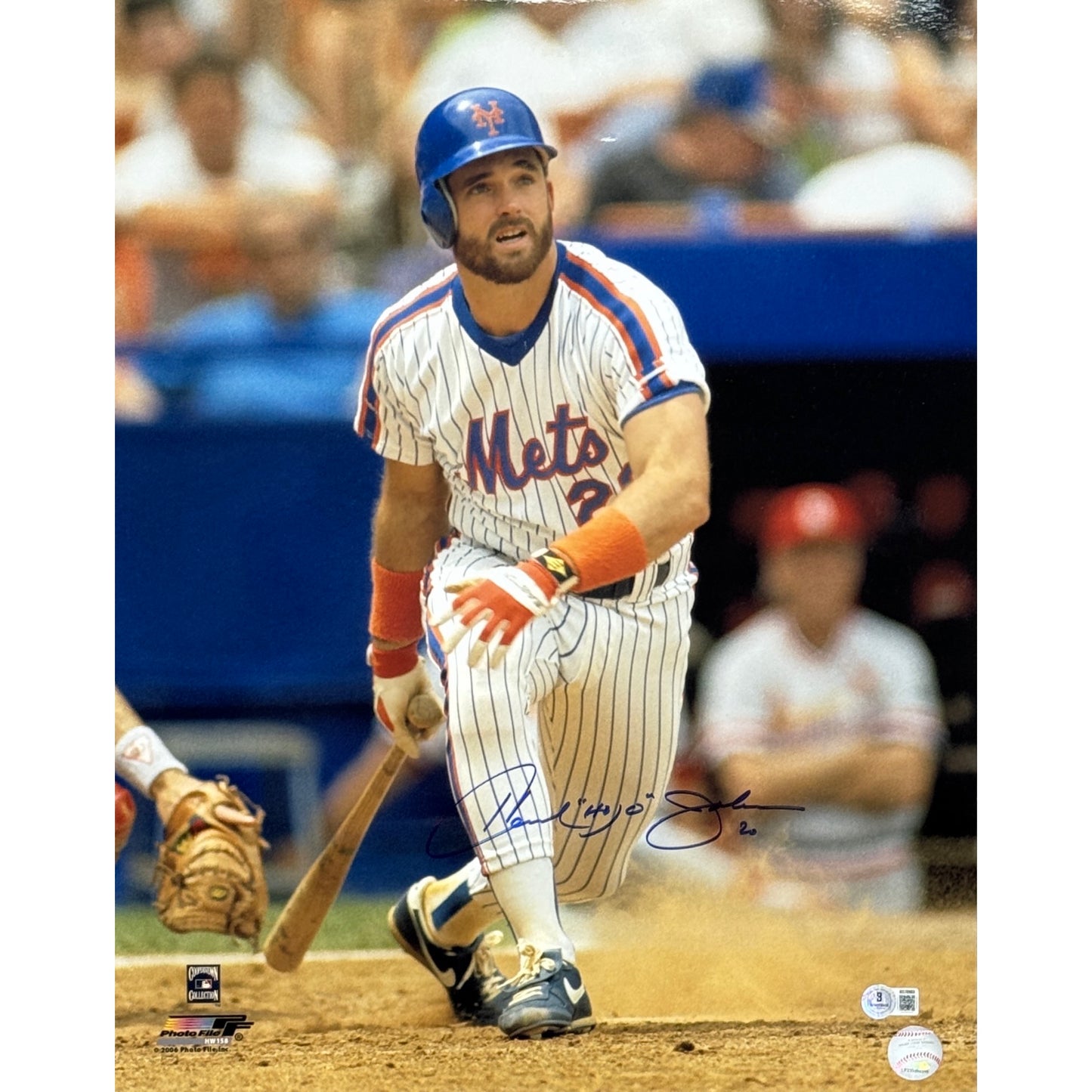 Howard Johnson Autographed New York Mets Batting 16x20 HOJO Inscription Beckett BAS