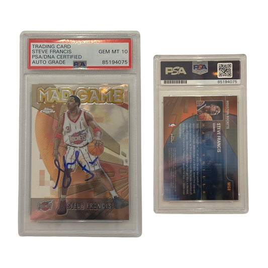 2001-02 Topps Chrome Mad Game Steve Francis #MG8 Autographed PSA GEM MT 10 Auto