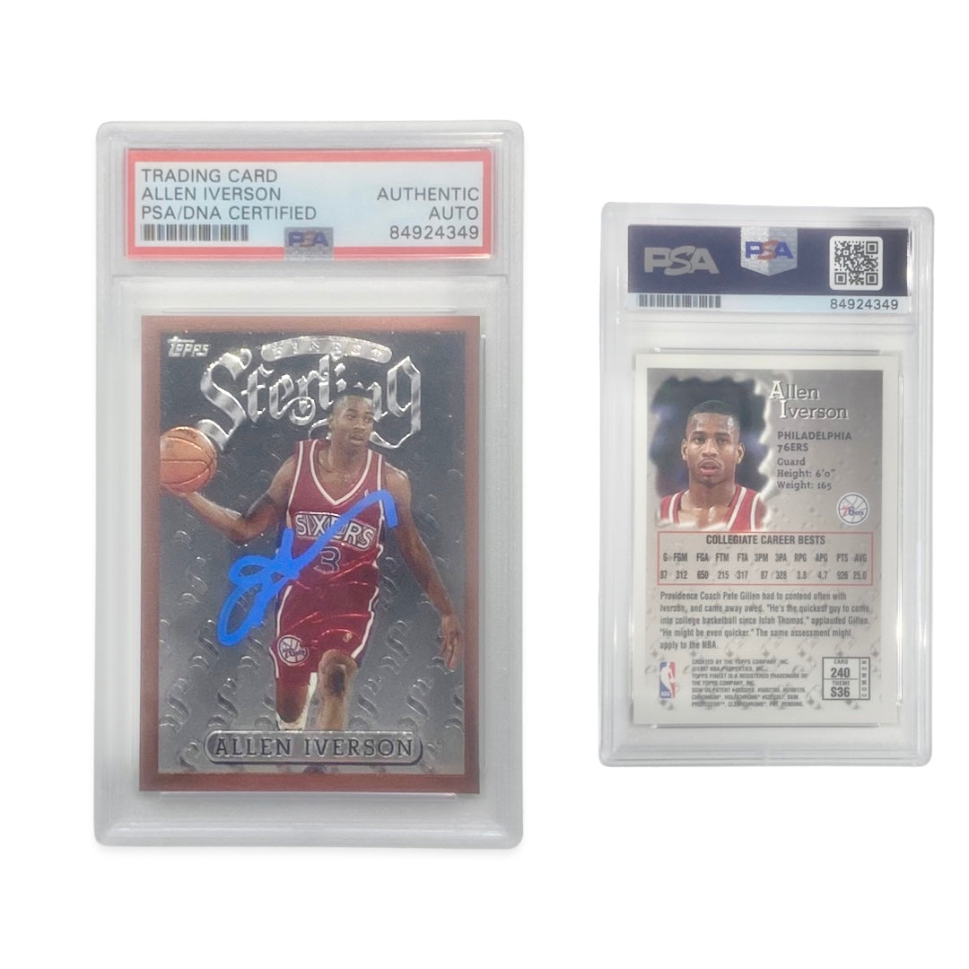 1996 Allen Iverson Topps Finest Sterling Rookie Card #240 Autographed PSA Auto Authentic