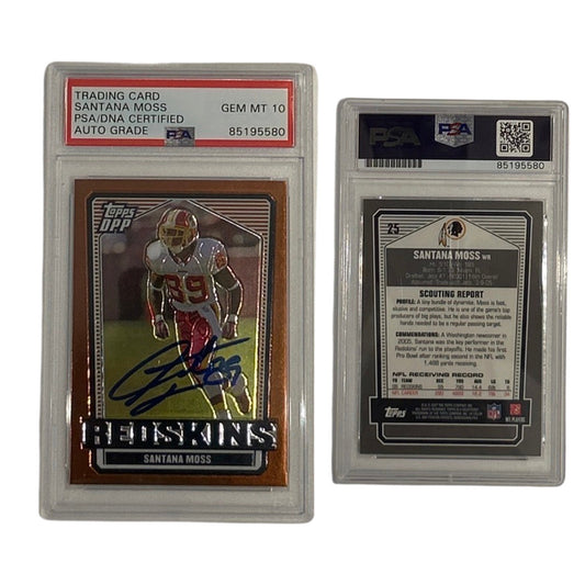2007 Santana Moss Topps DPP #25 PSA GEM MT 10 Auto