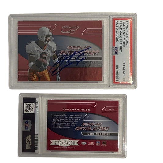2001 Santana Moss Donruss Quantum Leaf Rookie Revolution /4000 #RR-5 PSA GEM MT 10 Auto