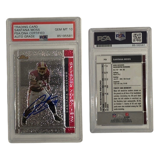 2007 Santana Moss Topps Finest #73 PSA GEM MT 10 Auto