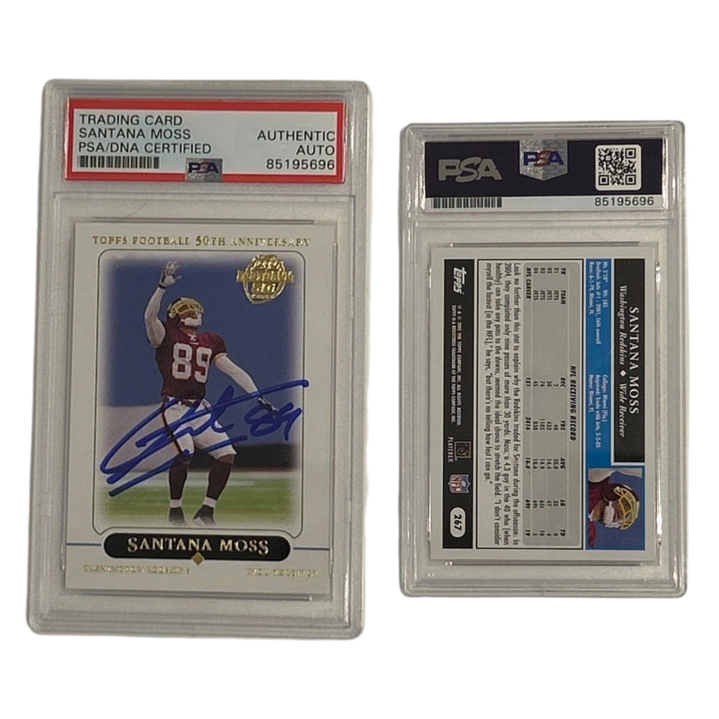 2005 Santana Moss Topps 50th Anniversary #267 PSA Authentic Auto