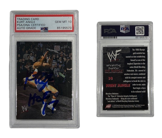 2000 Kurt Angle WWF #38 "HOF 17" Inscription PSA GEM MT 10 Auto