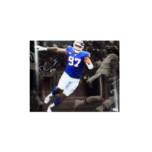 Dexter Lawrence Autographed New York Giants Rush 11x14 Beckett - Framed